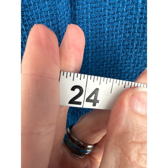 Chicos Jacket Coat Womens XL 3 Blue Peacoat Tweed Long Office Gold Button - Picture 6 of 7